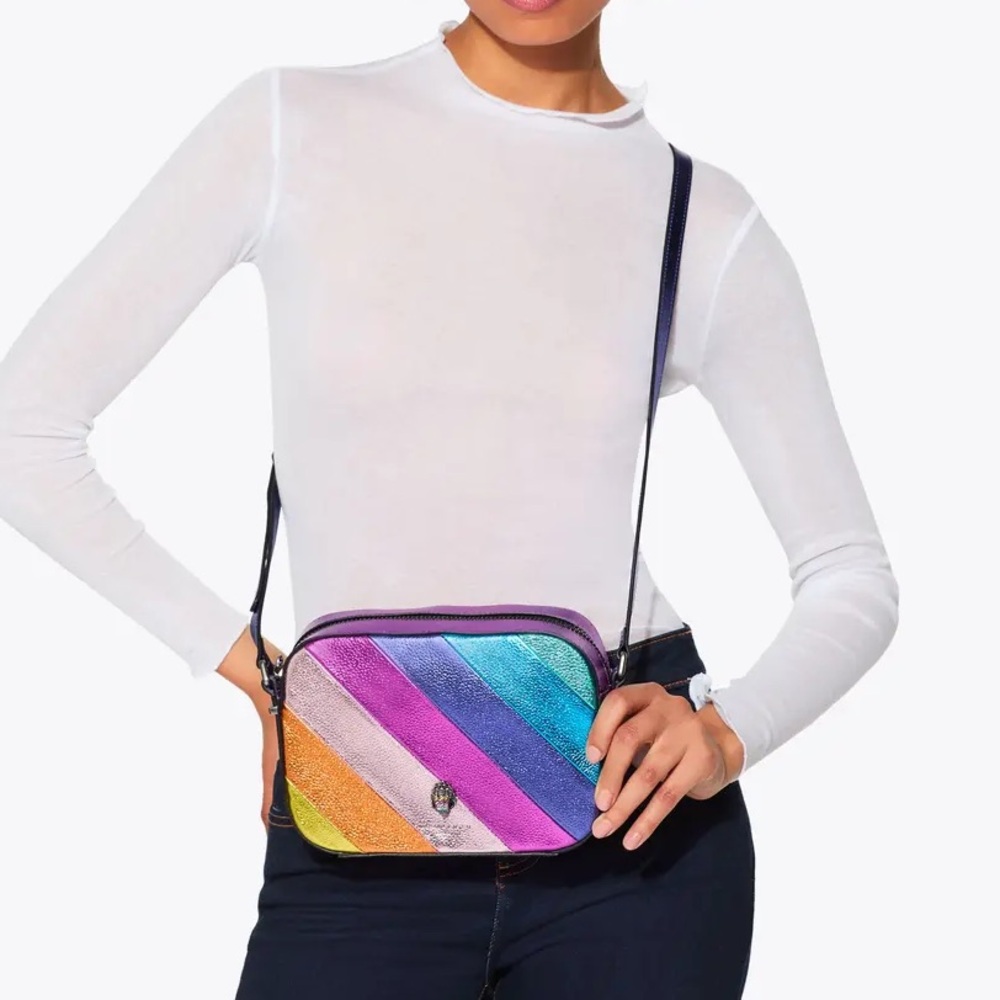 Kirk Geiger rainbow camera crossbody bag